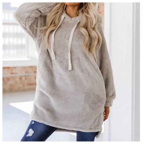 #17 ✨RESTOCKED✨Boho Comfy and Cozy Fuzzy Pull over hooded sweater with pockets - Picture 2 of 2